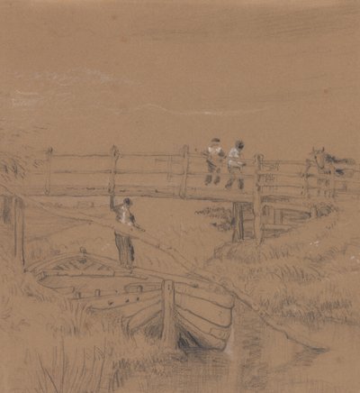 Bridge over a Stream with Figures by Peter de Wint